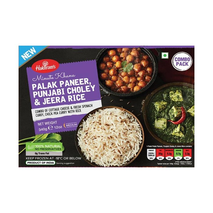 Haldiram - Combo Pack Choley Palak Paneer Jeera Rice 340 Gm