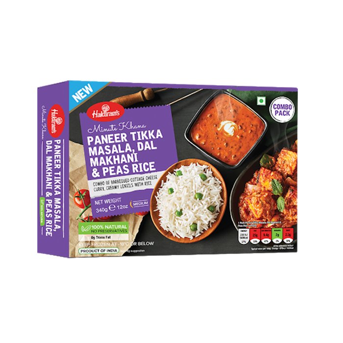 Haldiram - Combo Pack Paneer Tikka Dal Makhani Peas Rice 340 Gm