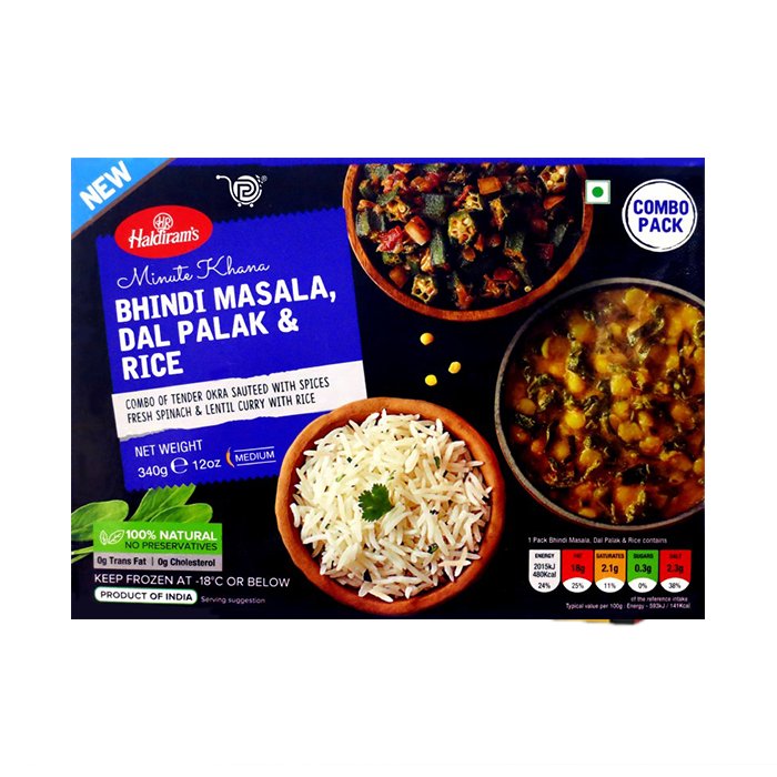 Haldirams - Combo Pack Bhindi Masala Dal Palak Rice 340 Gm